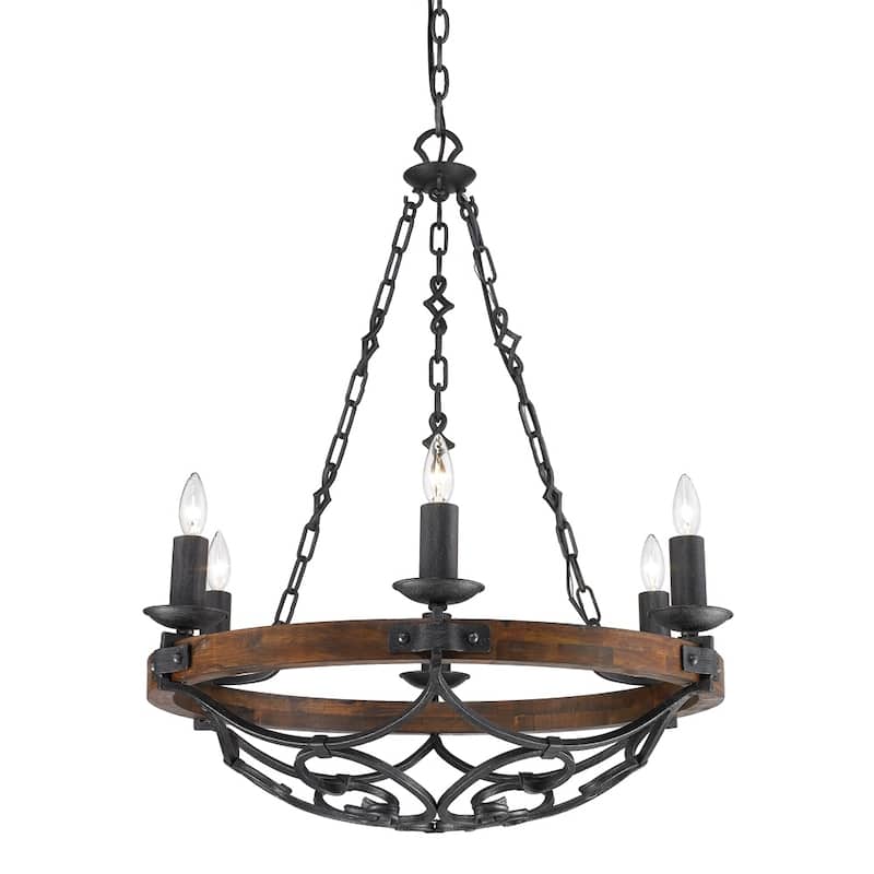 Golden Lighting Madera Black Iron 6 Light Chandelier in Black Iron With