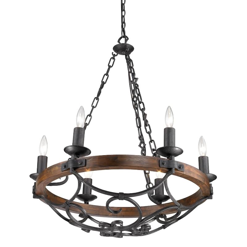 Golden Lighting Madera Black Iron 6 Light Chandelier in Black Iron With