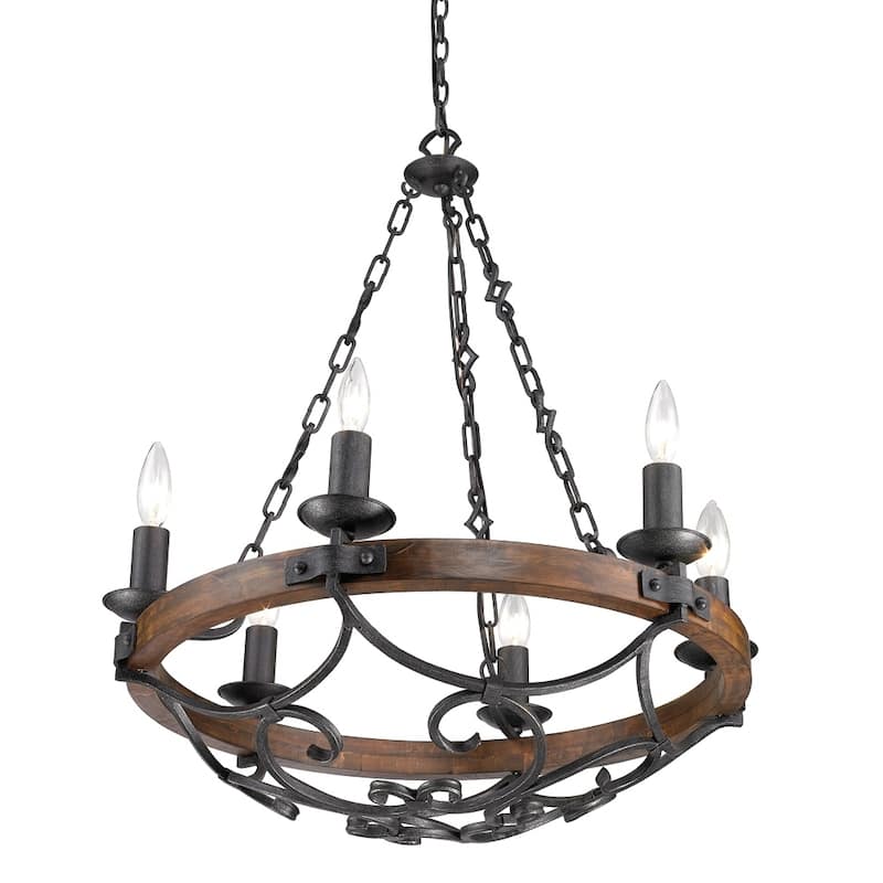 Golden Lighting Madera Black Iron 6 Light Chandelier in Black Iron With