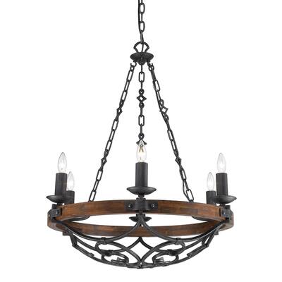 Golden Lighting Madera Black Iron 6 Light Chandelier in Black Iron With