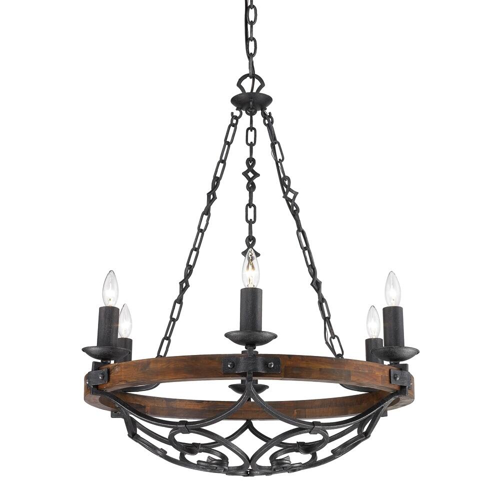 Golden Lighting Madera Black Iron 6 Light Chandelier in Black Iron With