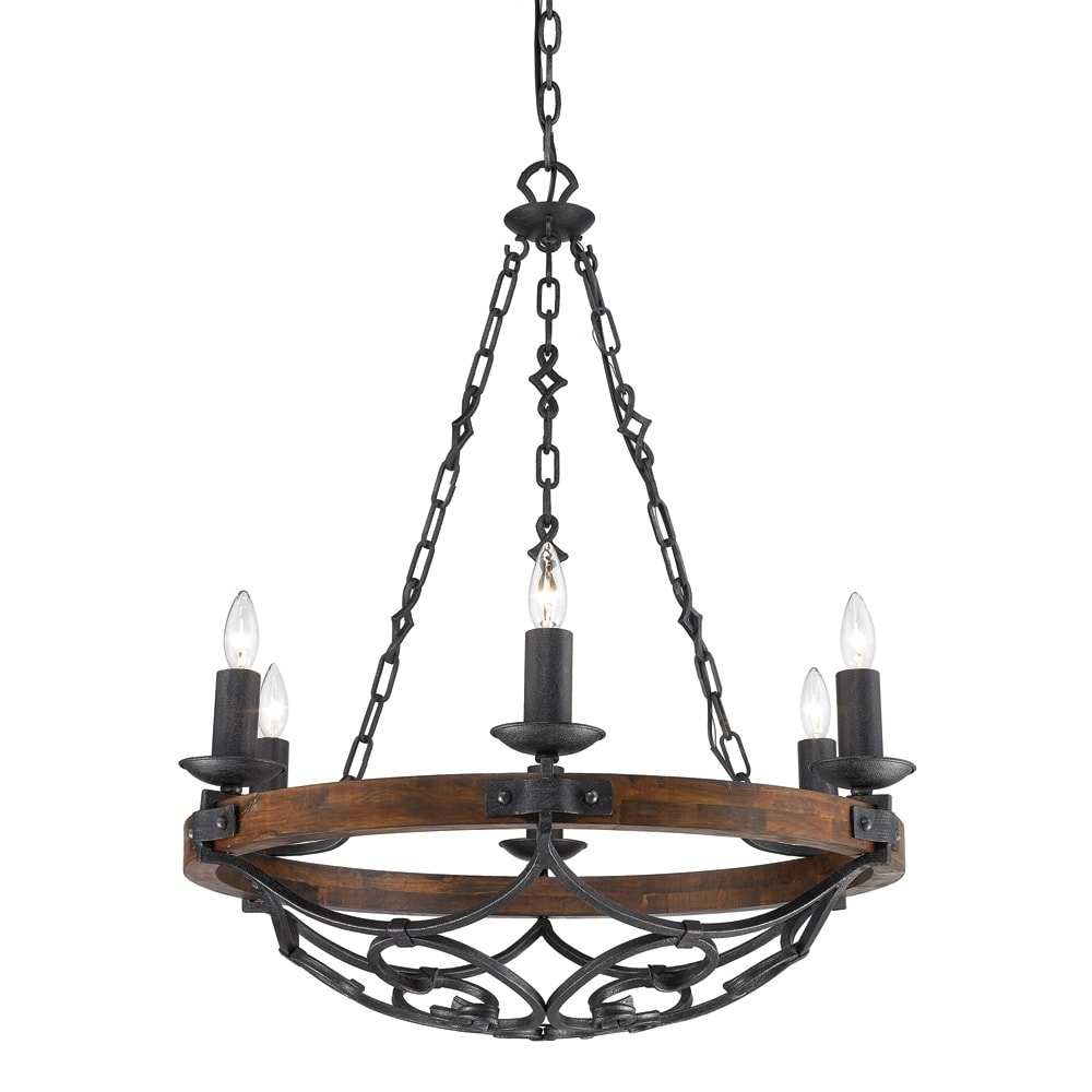 Golden Lighting Madera Black Iron 6 Light Chandelier in Black Iron With
