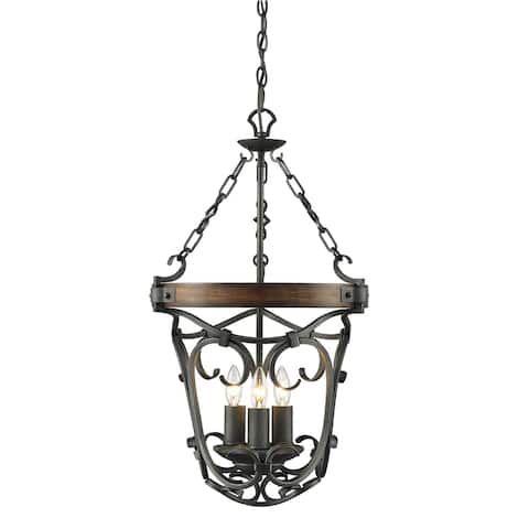 Golden Lighting Madera Black Iron Steel 3-light Pendant