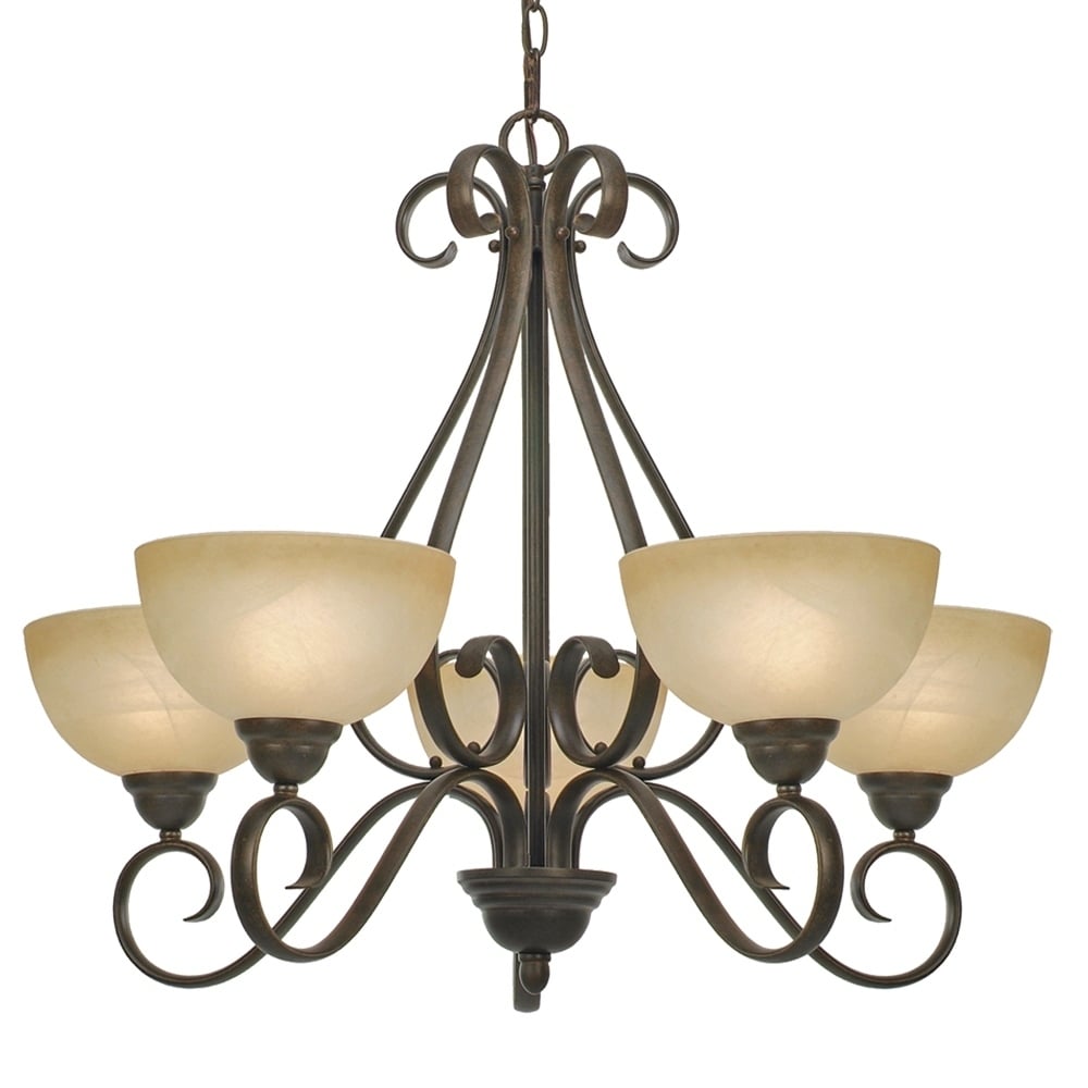 Golden Lighting Riverton Peppercorn Steel and Linen Swirl Glass 5-light Chandelier (Peppercorn) - Chandeliers For Bedrooms by Overstock.com