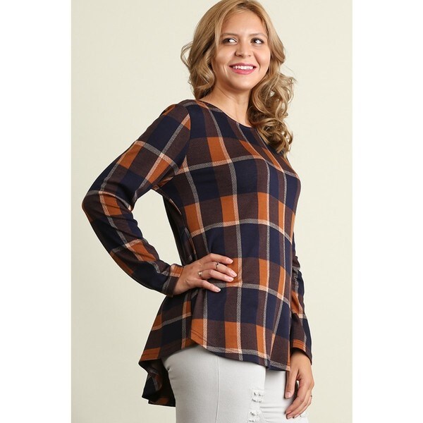 womens plaid peplum top