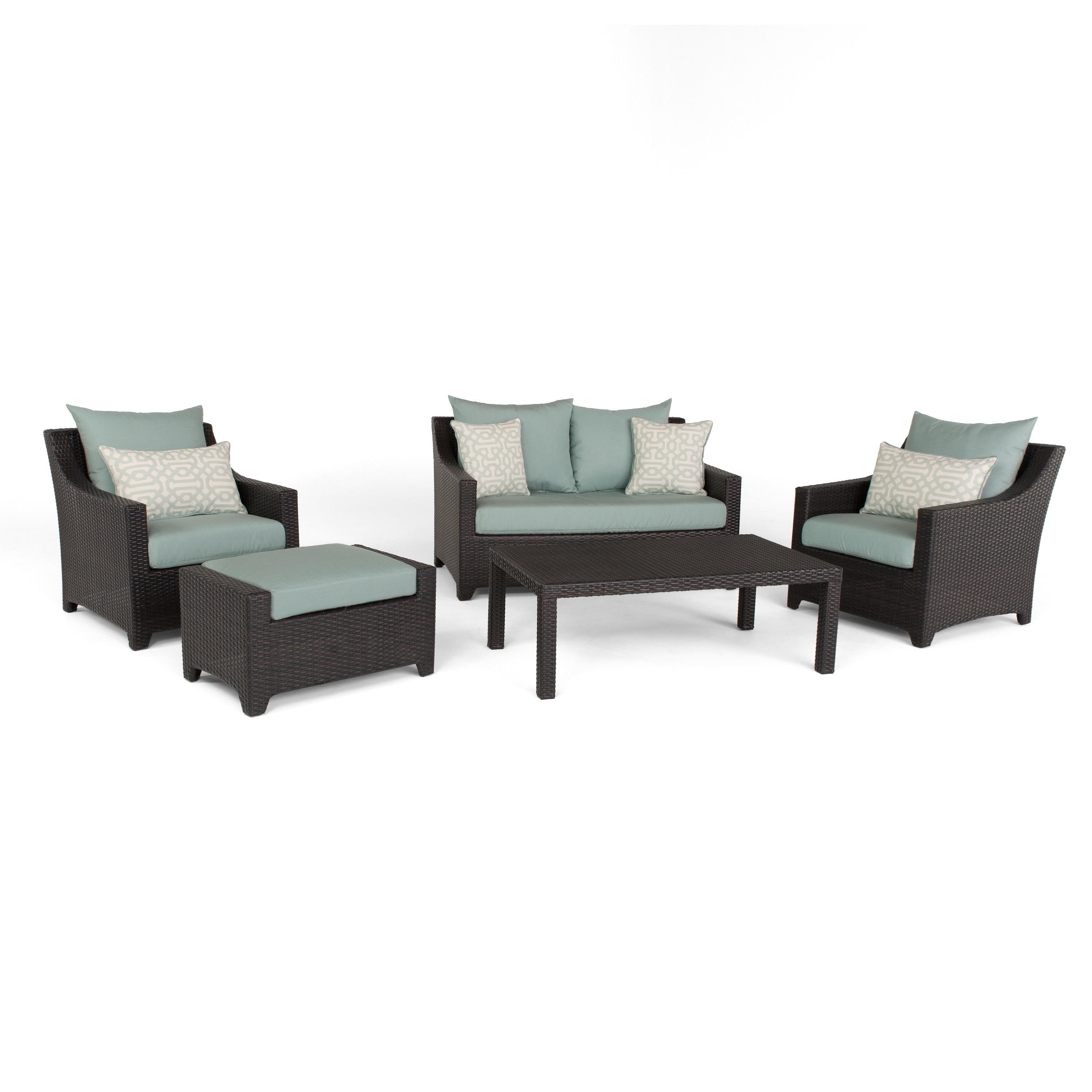 Shop Deco Spa Blue Outdoor Patio 5 Piece Loveseat And Club Chair Set By Rst Brands On Sale Overstock 13307644