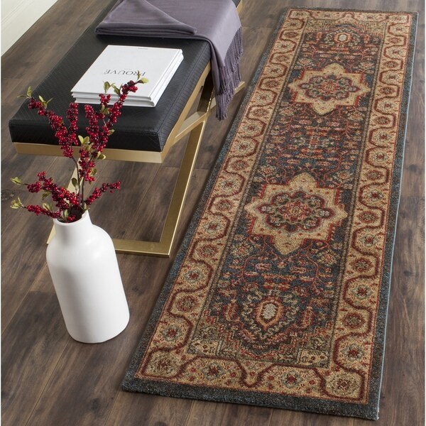 Safavieh Mahal Traditional Grandeur Navy/ Natural Runner Rug - 2' 2 x 6'