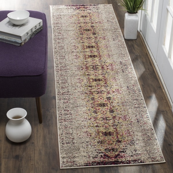Safavieh Monaco Vintage Distressed Ivory / Pink Distressed Runner (2' 2 x 14')