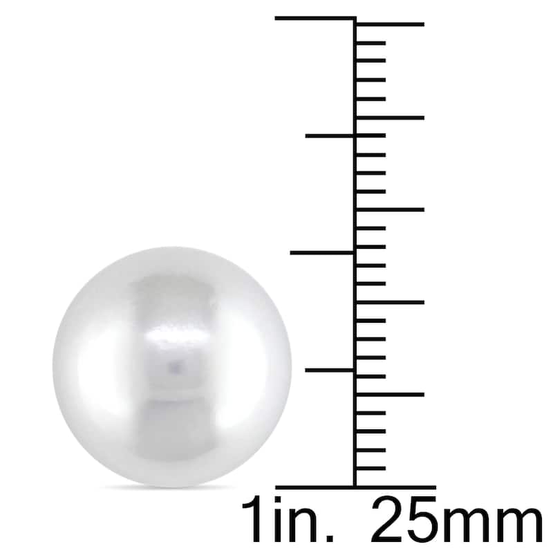 Miadora Signature Collection 14k White Gold White South Sea Pearl Stud Earrings (12.5-13mm)