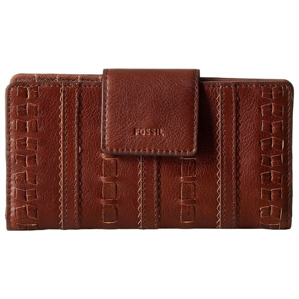 Shop Fossil Emma Brown Leather Tab Clutch Wallet - Free Shipping Today - Overstock - 13308949