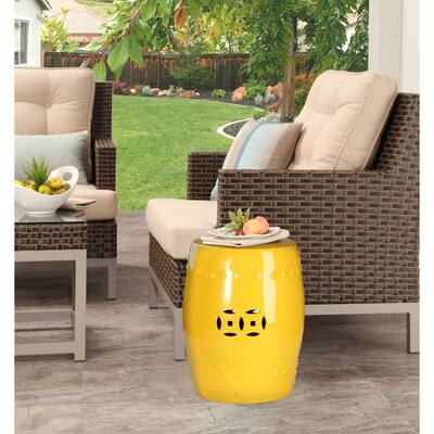 Abbyson Madras Yellow Ceramic Garden Stool