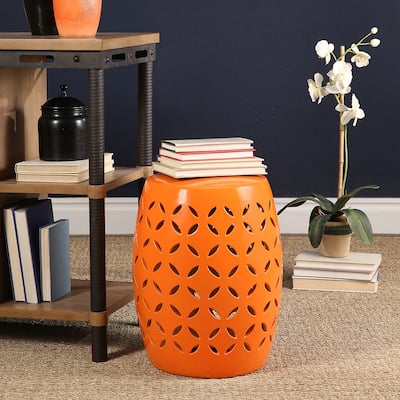 Abbyson Saint-Barth Orange Ceramic Garden Stool