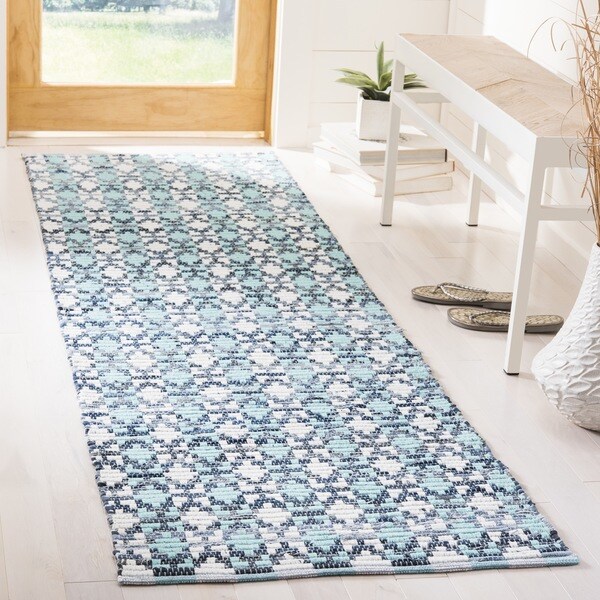 Safavieh Montauk Handmade Geometric Flatweave Turquoise/ Multi Cotton Runner - 2'3 x 6'