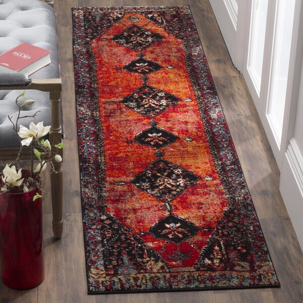 Safavieh Vintage Hamadan Traditional Orange/ Multi Distressed Runner Rug