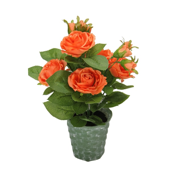 Admired by Nature Artificial/Ceramic 13-inch Tall Potted Rose Plant