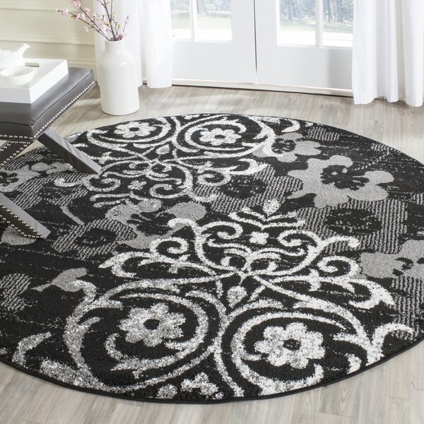 Safavieh Adirondack Roxy Vintage Damask Black/ Ivory Rug - 4' x 4' Round
