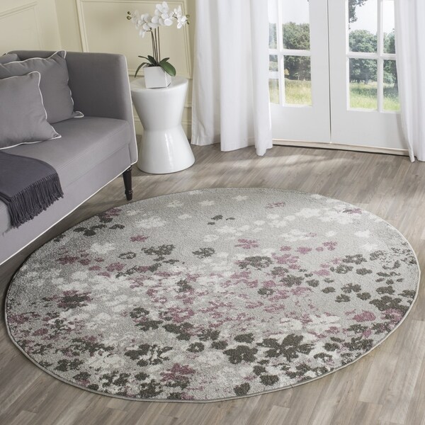 Safavieh Adirondack Marisol Floral Light Grey / Purple Rug - 4' X 4' Round