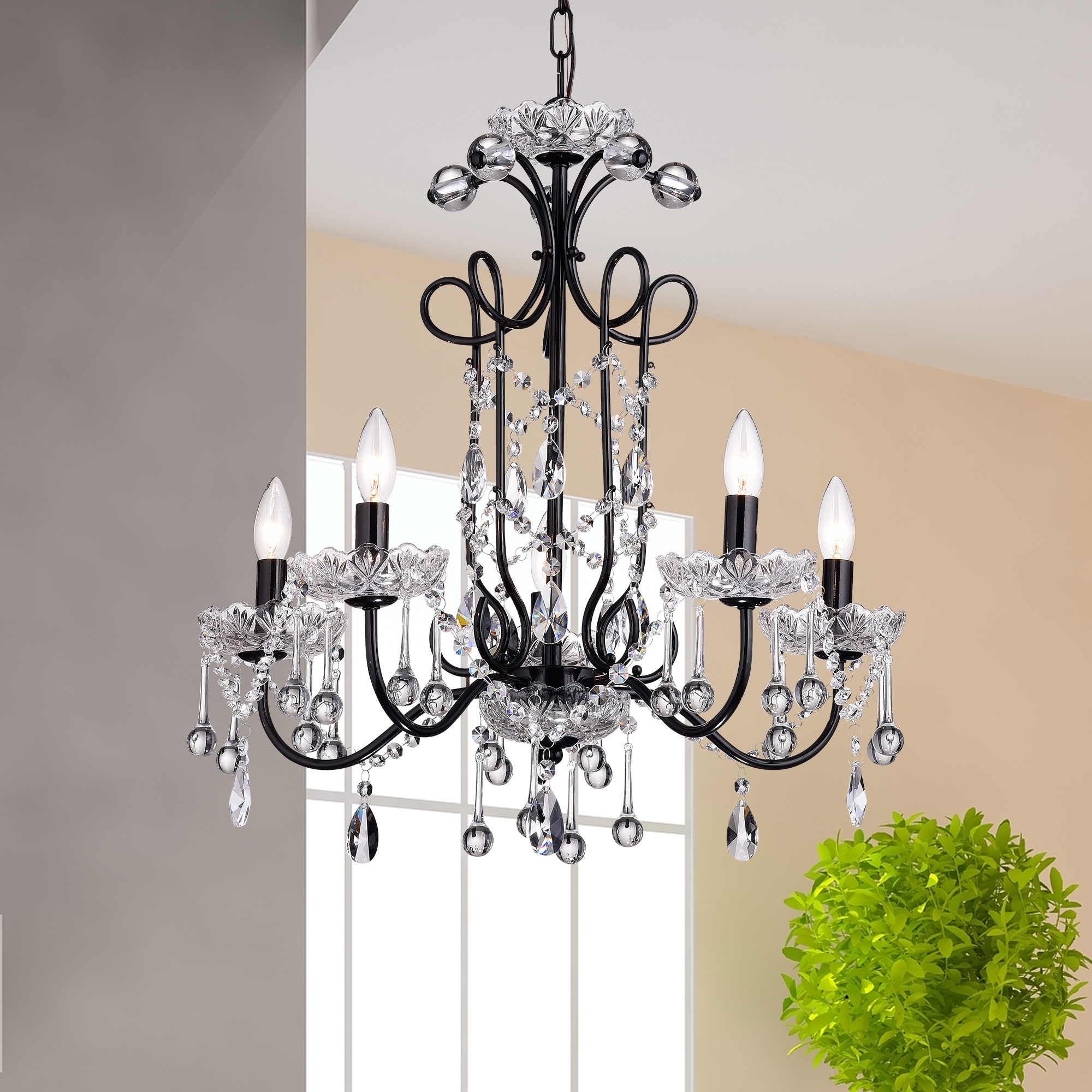 Warehouse of Tiffany Maldita Black-finish 25-inch Crystal Chandelier