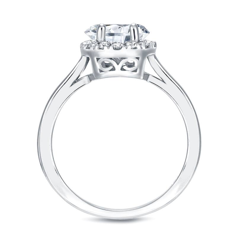 Auriya 3/4ctw Round Halo Diamond Engagement Ring Platinum Certified