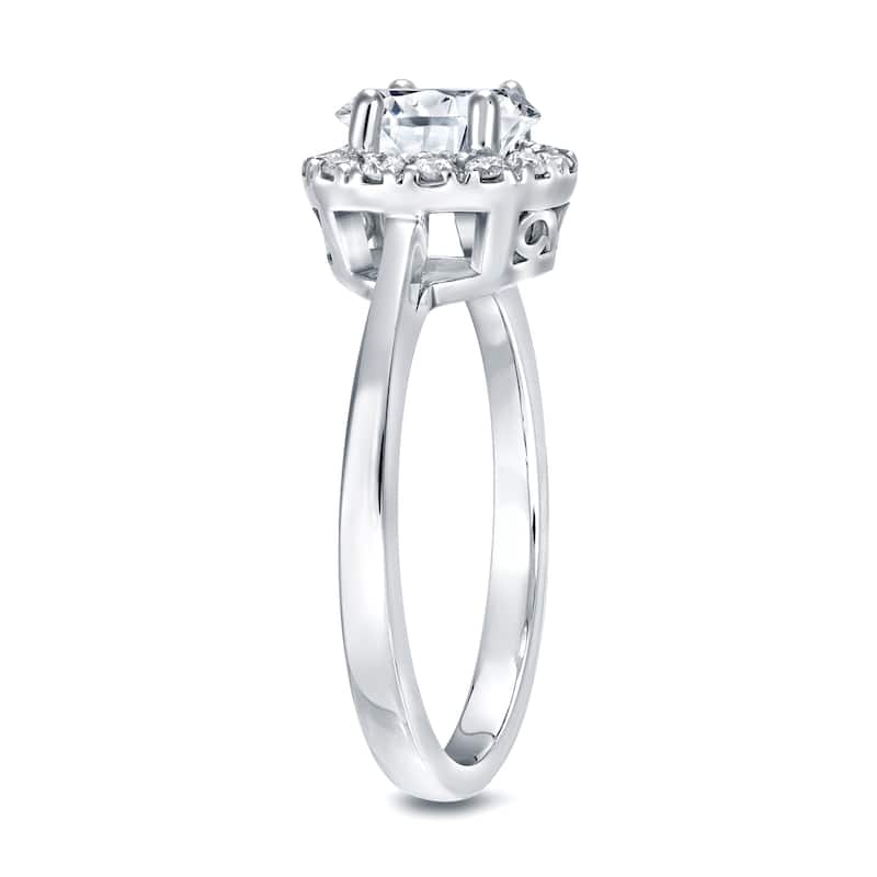 Auriya 3/4ctw Round Halo Diamond Engagement Ring Platinum Certified