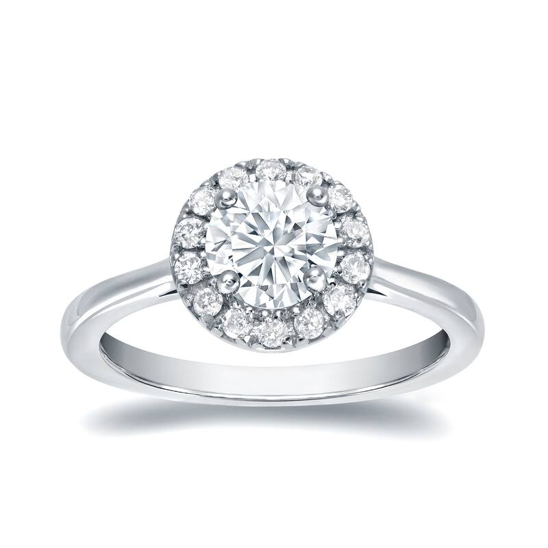 Auriya 3/4ctw Round Halo Diamond Engagement Ring Platinum Certified