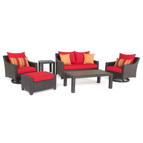 Deco Deluxe Red 6-Piece Outdoor Patio Loveseat and Motion Club Chair Set by RST Brands