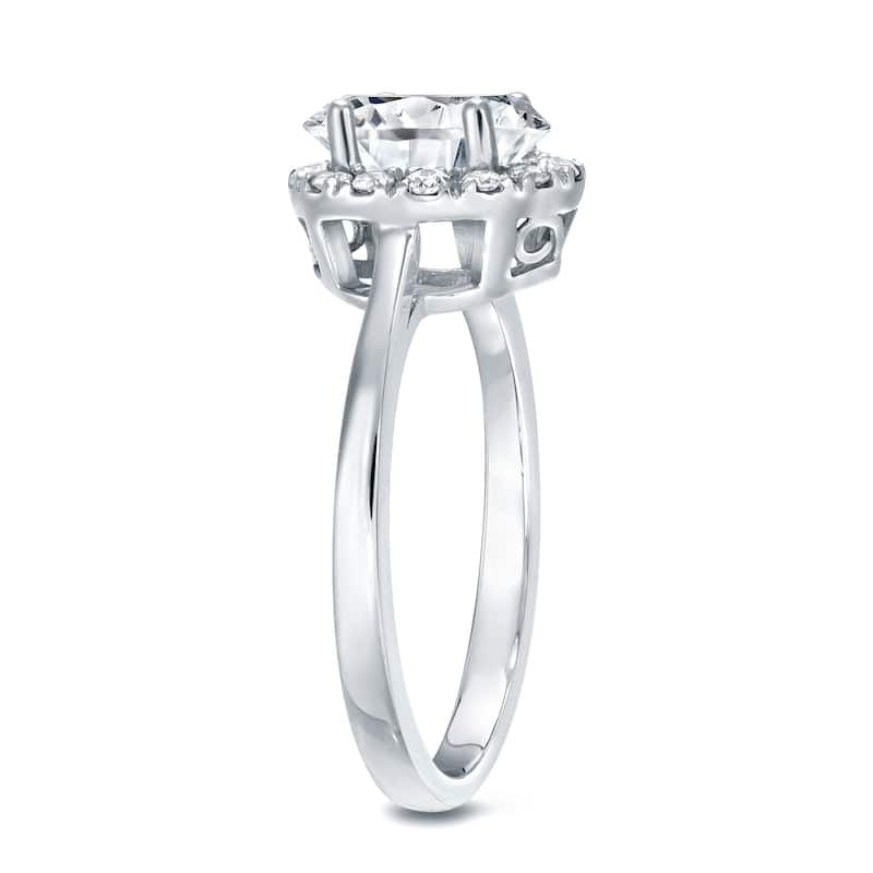 Auriya 1 1/4ctw Round Halo Diamond Engagement Ring Platinum Certified (H-I, SI1-SI2)