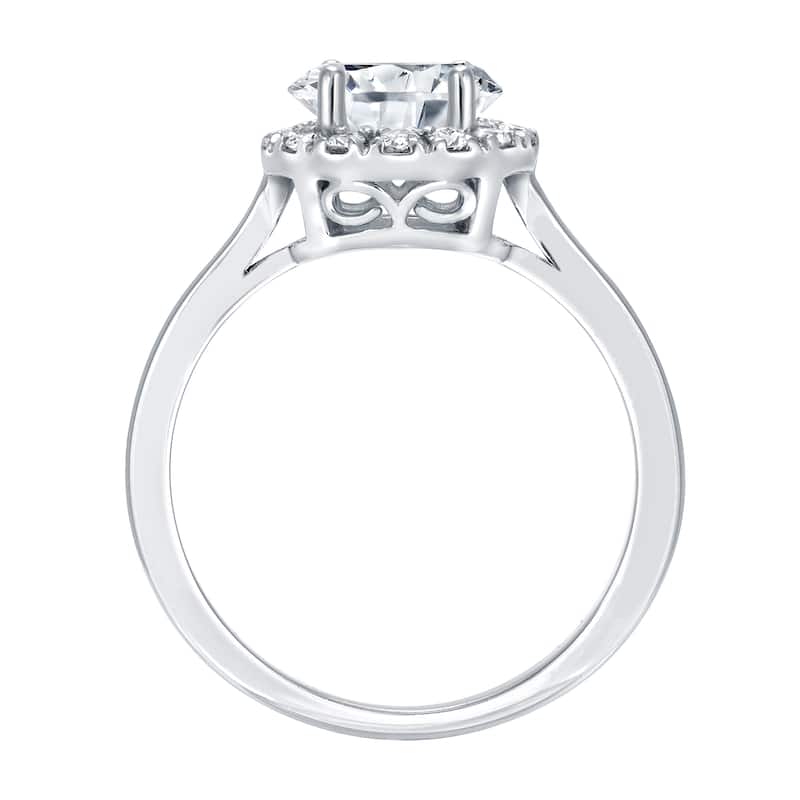 Auriya 1 1/4ctw Round Halo Diamond Engagement Ring Platinum Certified (H-I, SI1-SI2)