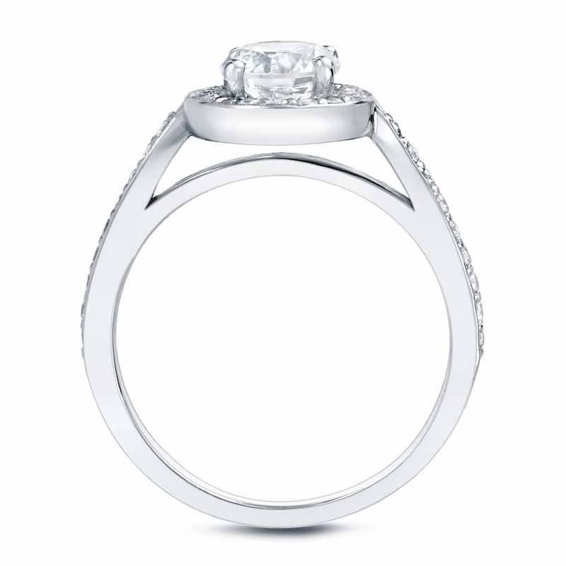 Auriya Round 1/2ct TDW Diamond Halo Engagement Ring Platinum (H-I, SI1-SI2)
