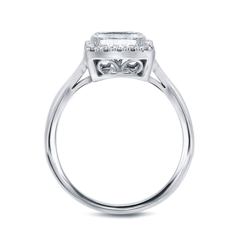 Auriya 1 3/4ctw Princess Cut Halo Diamond Engagement Ring Platinum Certified (I-J, SI2-I1)