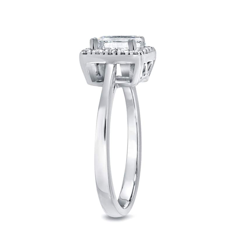 Auriya 1 3/4ctw Princess Cut Halo Diamond Engagement Ring Platinum Certified (I-J, SI2-I1)