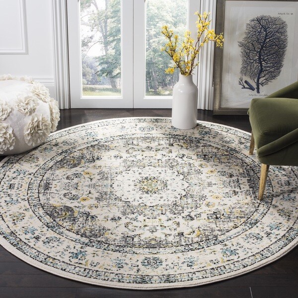Safavieh Evoke Annabel Vintage Shabby Chic Grey / Gold Rug - 9' x 9' Round