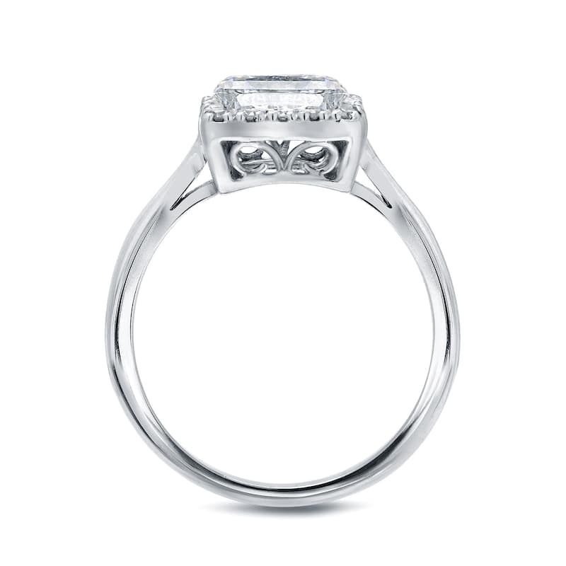 Auriya 1 1/4ctw Princess Cut Halo Diamond Engagement Ring Platinum Certified