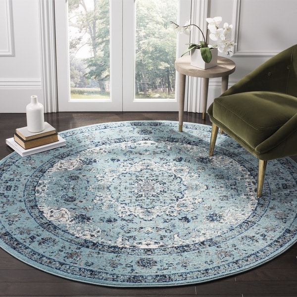 Safavieh Evoke Vintage Oriental Light and Dark Blue Distressed Rug - 9' Round
