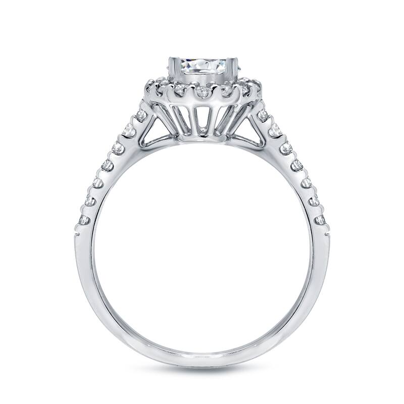 Auriya Platinum 1 1/4ct TDW Round Halo Diamond Engagement Ring Set