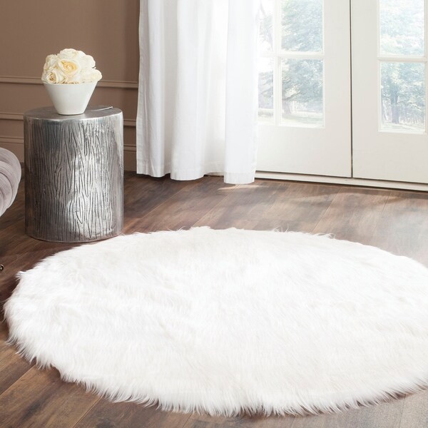 Safavieh Faux Sheepskin Ivory Japanese Acrylic Rug - 3' x 3' Round