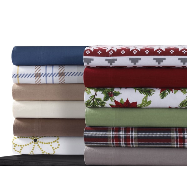 Shop Cotton Flannel Extra Deep Pocket Sheet Set with Oversize Flat Sheet - On Sale - Free ...