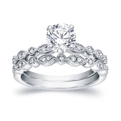 Auriya Platinum 4/5ctw Vintage Inspired Diamond Engagement Ring Set