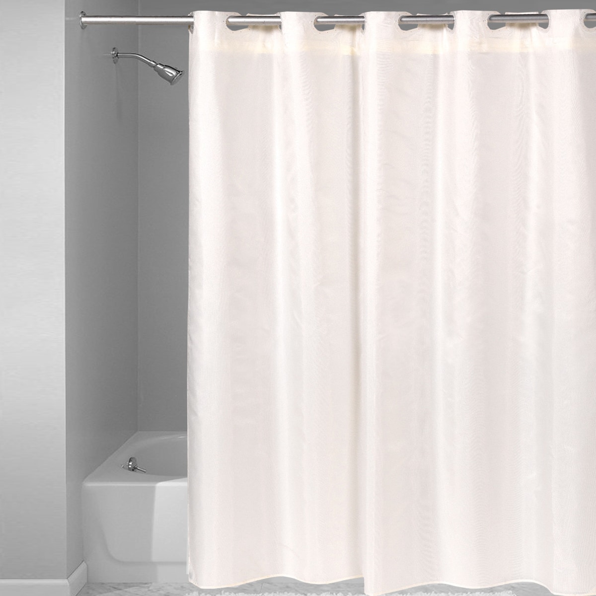 hookless fabric shower curtain with built in liner