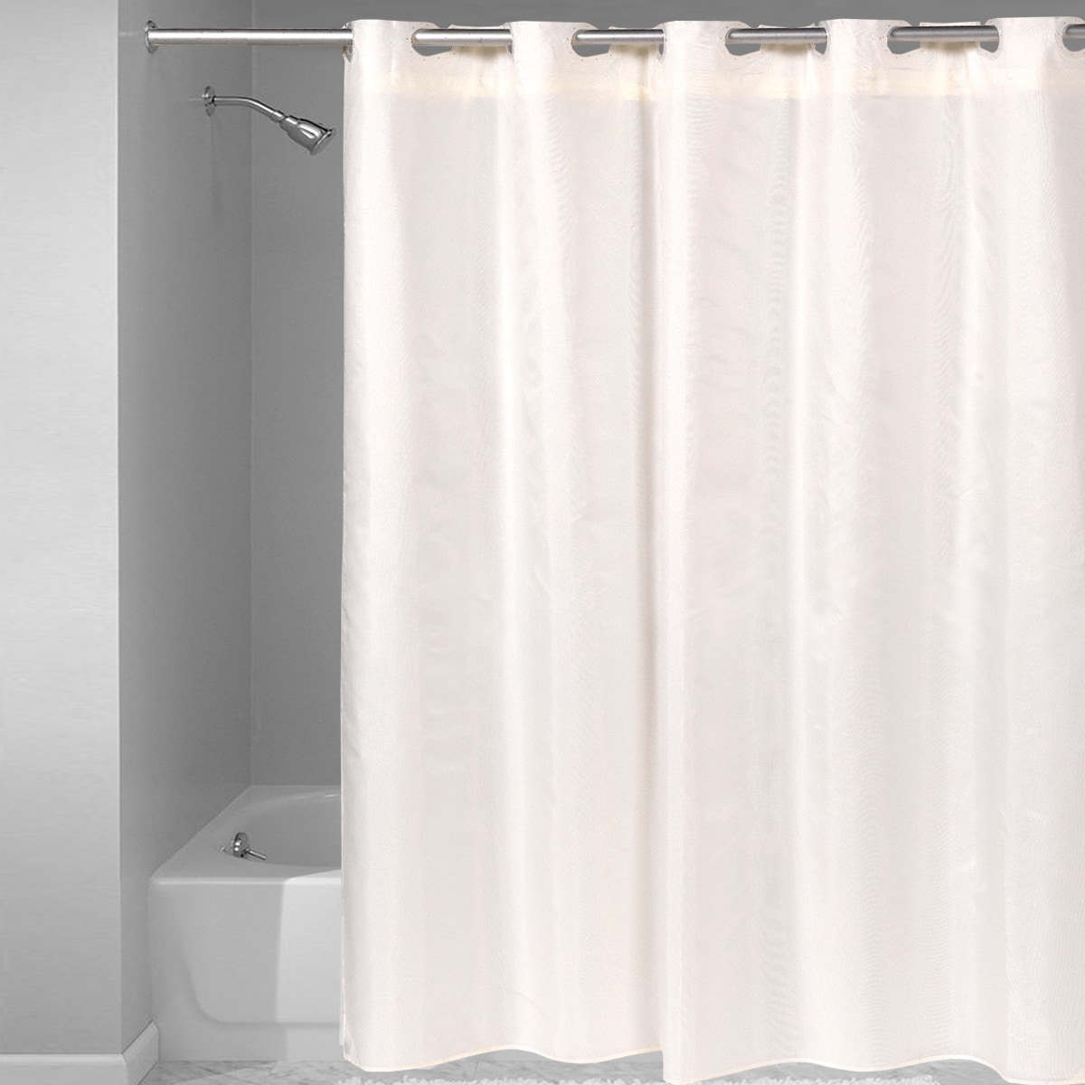 Hookless Fabric Solid Color Shower Curtain With Snap Off Liner On Sale Overstock 13311489