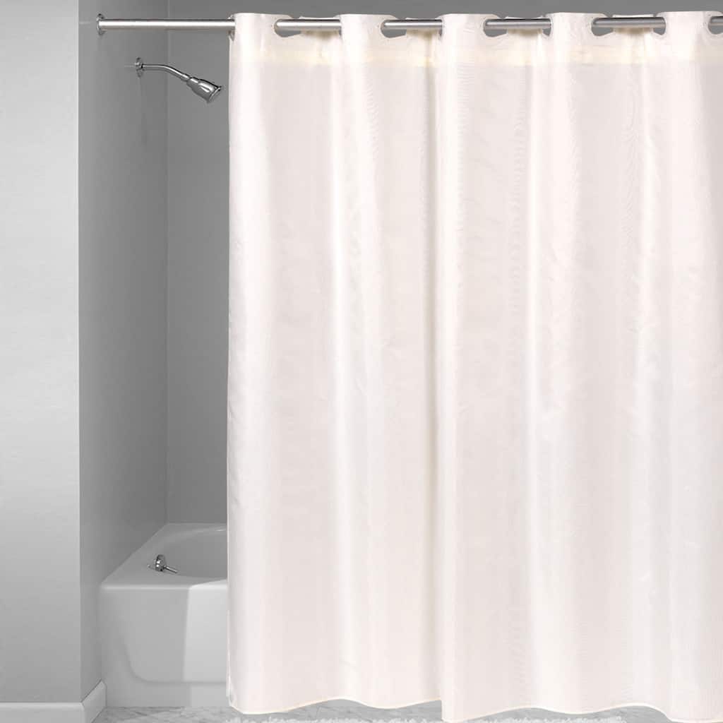 Hookless Fabric Solid Color Shower Curtain With Snap Off Liner