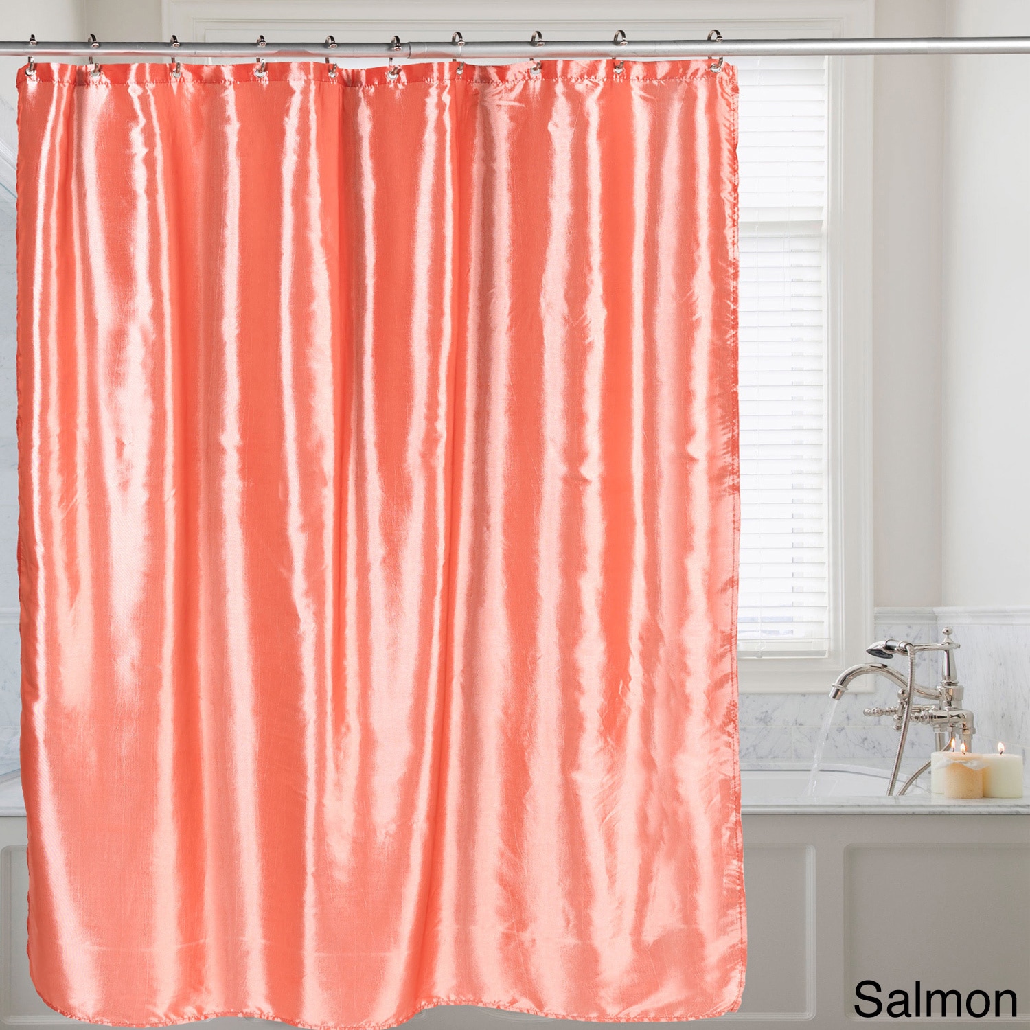 Faux Silk Shimmer Polyester Fabric Bath Shower Curtain 70/"x72/" 10 Color Choices