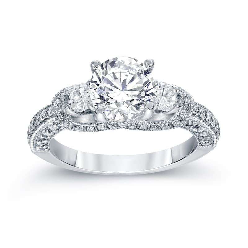 Auriya 2ctw Vintage Round 3-Stone Diamond Engagement Ring Platinum