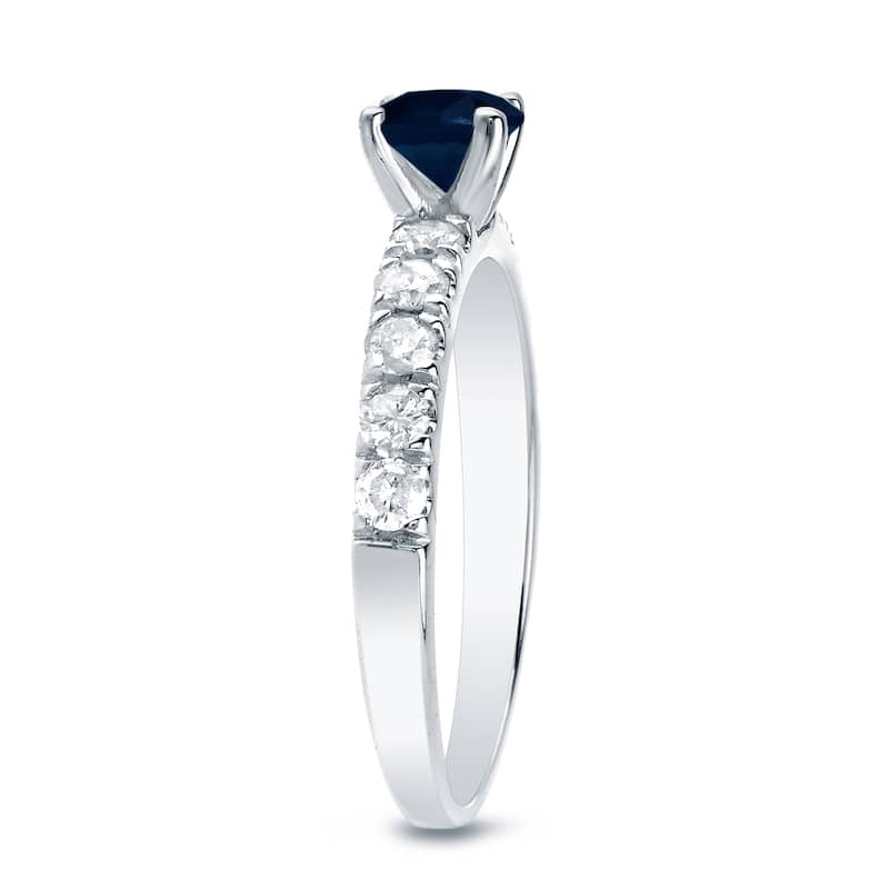 Auriya Platinum 1/2ct Blue Sapphire and 1/2ct TDW Diamond Engagement Ring (G-H, I1-I2)