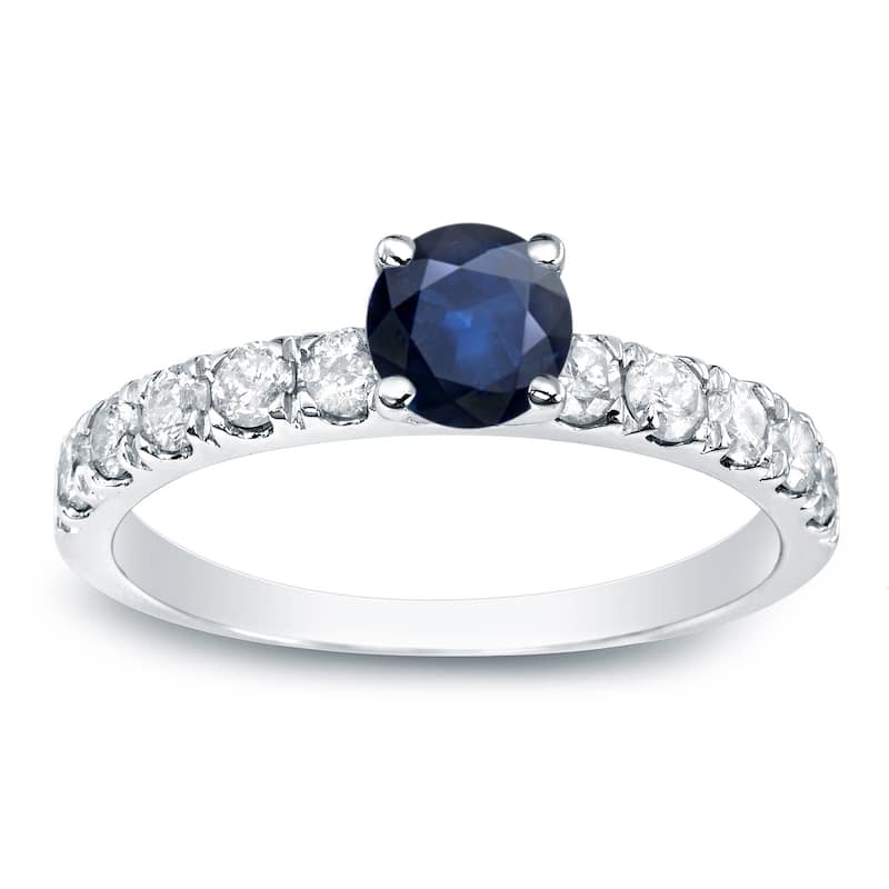 Auriya Platinum 1/2ct Blue Sapphire and 1/2ct TDW Diamond Engagement Ring (G-H, I1-I2)