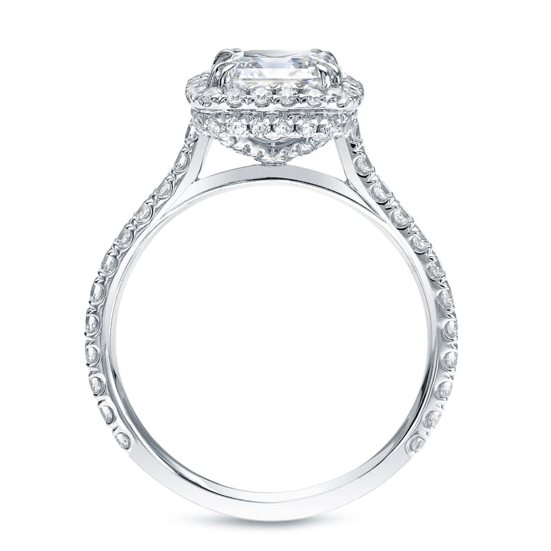 Auriya Platinum 1 1/2ctw Asscher-cut Halo Diamond Engagement Ring Certified