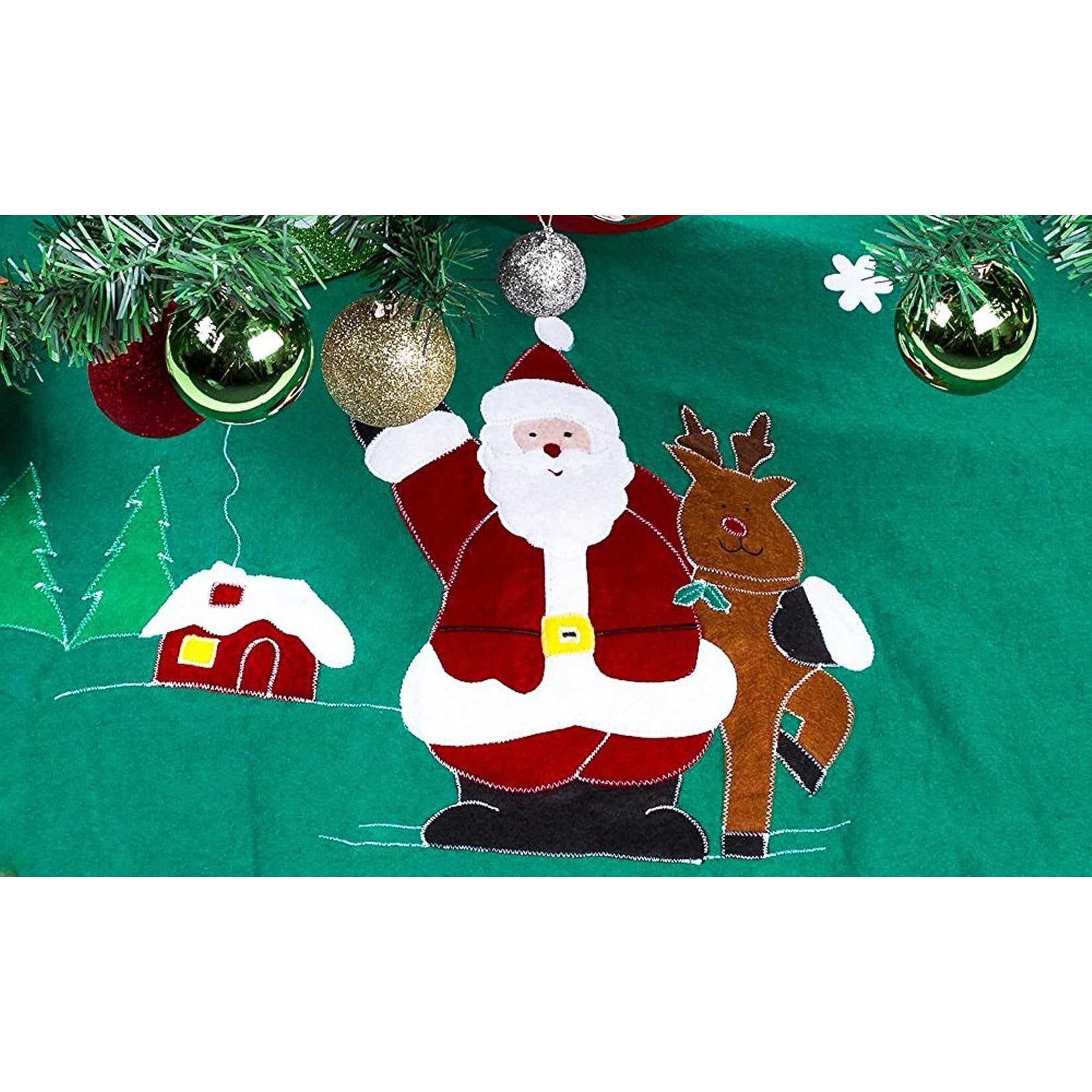 'Santa Claus & Reindeer' Green Polyester 36-inch Christmas Tree