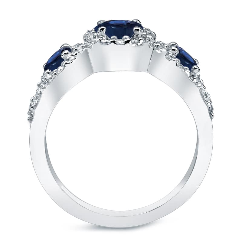 Auriya Platinum 4/5ct Blue Sapphire and 2/5ctw 3 Stone Diamond Engagement Ring (G-H, I1-I2)