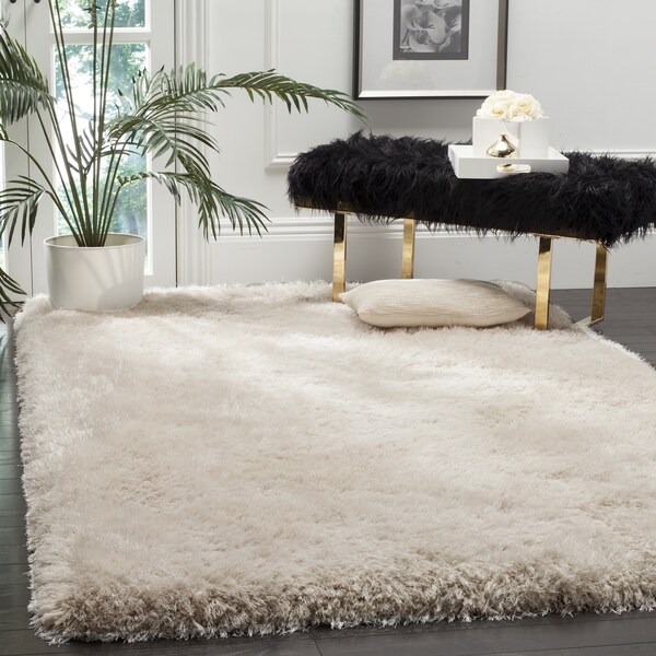 Shop Safavieh Handmade Luxe Shag Super Plush Bone Polyester Rug Square On Sale Free