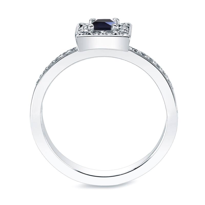 Auriya Platinum 1/2ct Princess Cut Blue Sapphire and 1ctw Diamond Engagement Ring